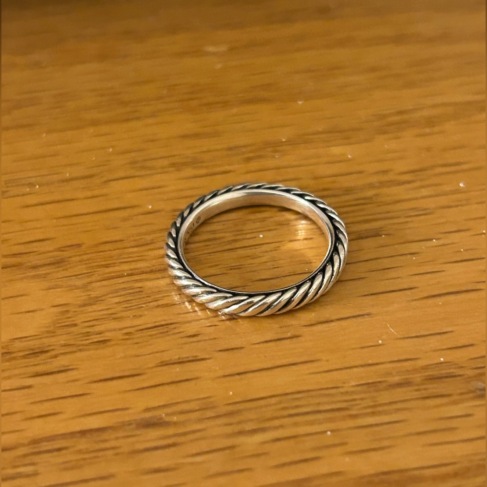 David Yurman Twisted Rope Sterling-Color Band Ring - Picture 2 of 4